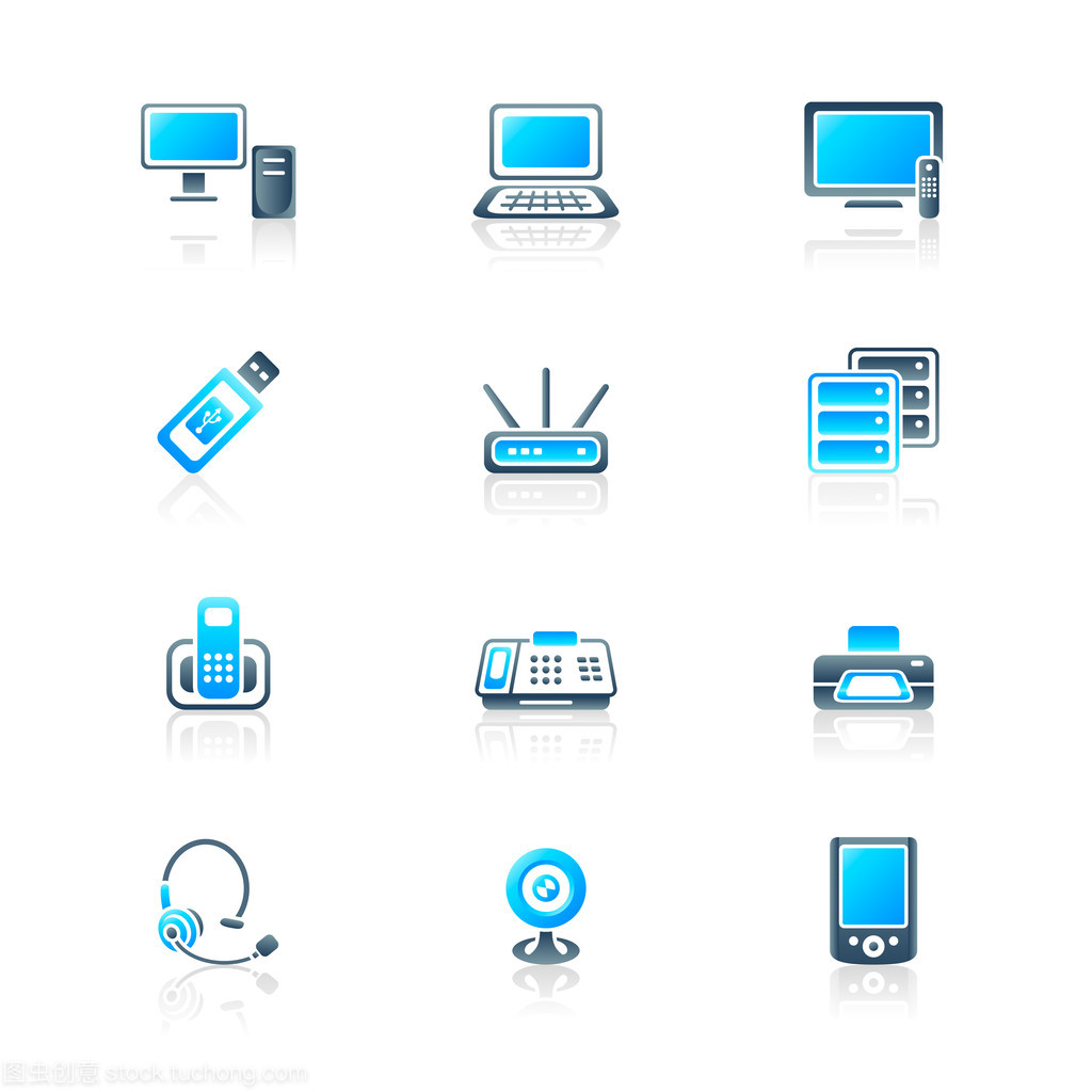 办公室电子图标设计新潮流 海洋系列电子办公设备